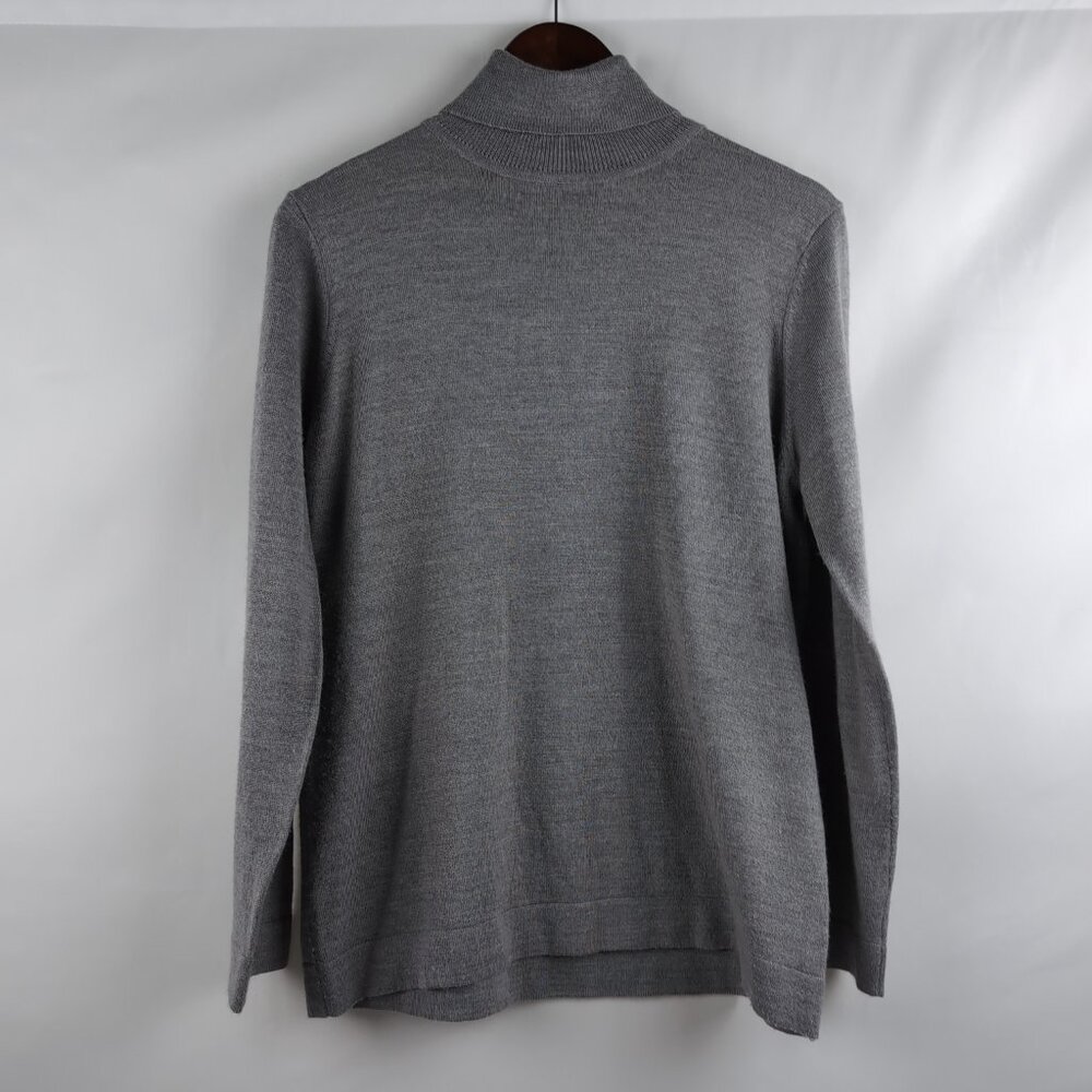 Mantles Women's Gray Turtleneck Supersoft Merino Wool Knit, X-Large